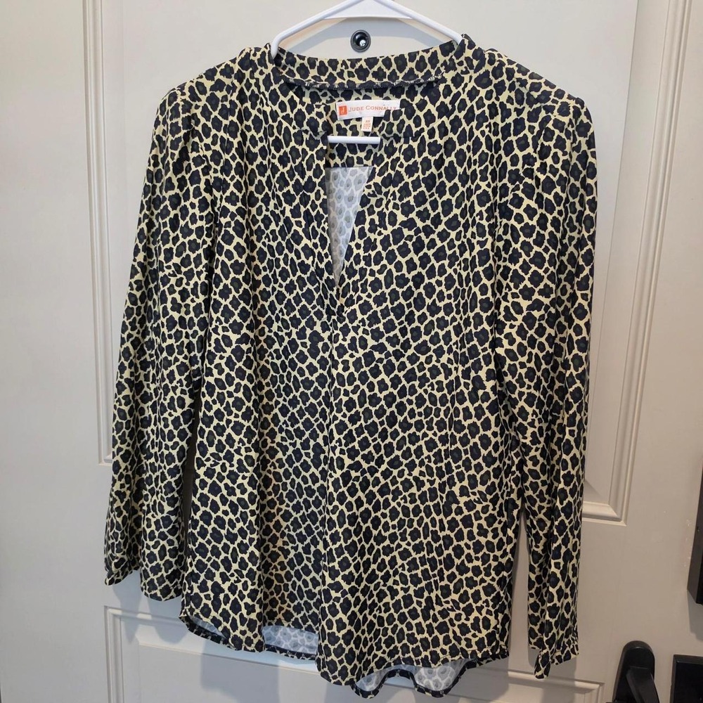 Jude connally women's leopard print blouse long sleeve xs